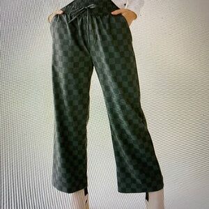 Albion Audrey wide leg pants slate checkers